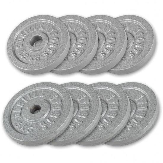 8 POIDS EN FONTE | DIAMETRE 31 MM | MUSCULATION | LOT DE 4x5 KG et 4x2,5 KG