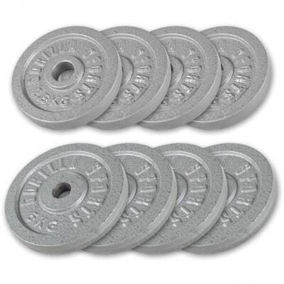 Halterschijven - 30 kg - 4 x 5 + 4 x 2.5 kg - gietijzer - 30 mm
