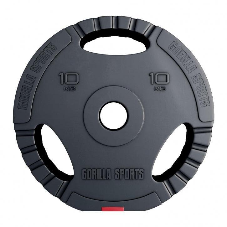 Gorilla Sports - Disque En Plastique Avec Poignées | Poids Olympique Avec Triple Poignée - Poids De Musculation - Noir|rouge - 5 Kg - Decathlon