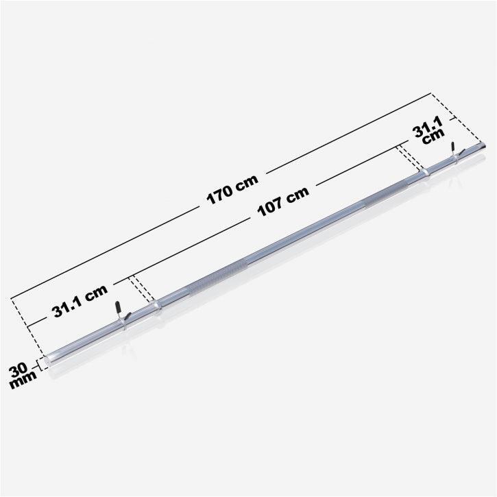 Barre longue GORILLA SPORTS 170 cm 30mm acier chromé 7/15
