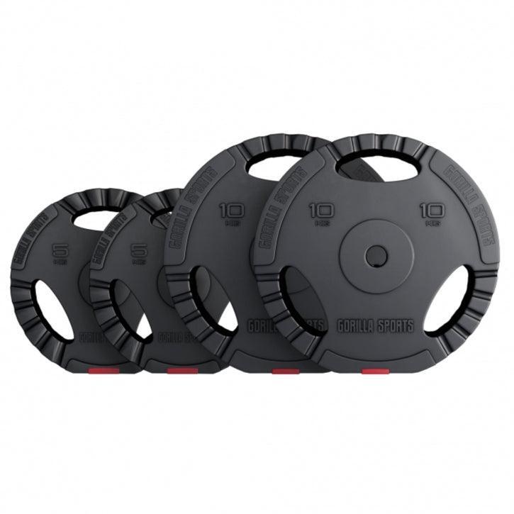 Lot de 4 disques de poids en plastique avec poignées - Poids total de 30 KG