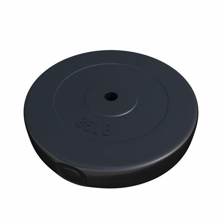 Disque musculation Gorilla Sports 15 kg plastique noir, alésage 28 mm 5/7
