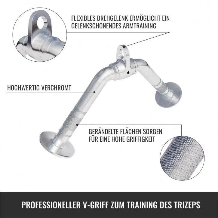 Trizeps V-Griff Gorilla Sports 25 cm acier chromé avec Gelenk 3/5
