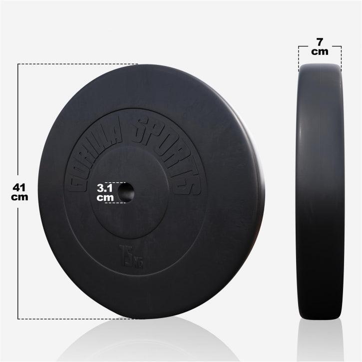 Discuri din plastic umplute cu ciment, 1.25 - 15kg, 30/31mm, Gorilla Sports