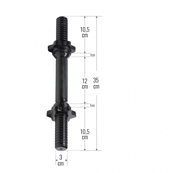 BARRE COURTE NOIRE 35 CM | DIAMETRE 30 MM | MUSCULATION | 2 BAGUES DE SERRAGE 5/7