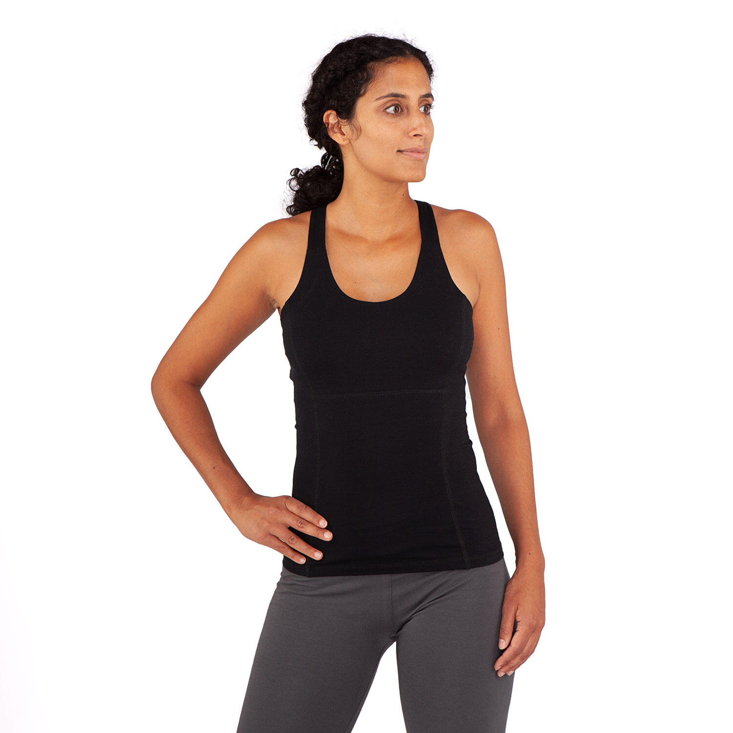 Yoga String Top, Bio-Baumwolle, Schwarz 3/6