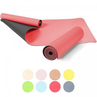 Yoga mat - pilates mat - tpe - 180 x 60 x 0.6 cm - rood