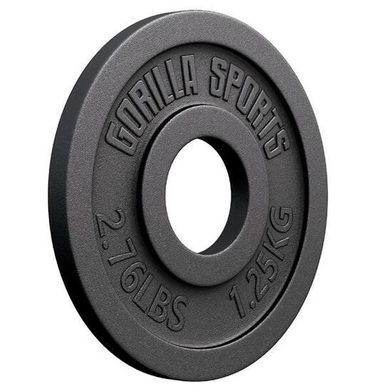 Disque fonte GORILLA SPORTS Olympia 1,25 kg 50/51 mm noir
