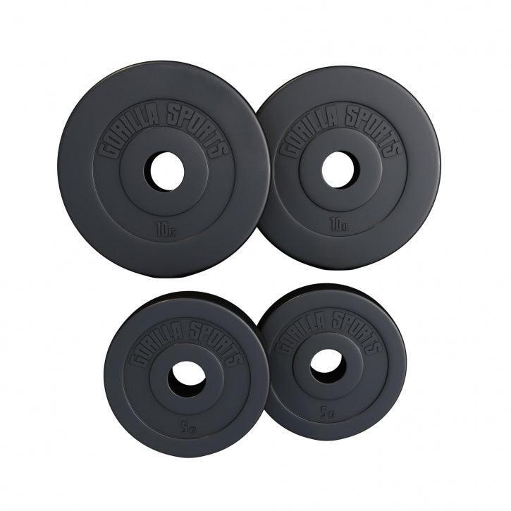 Gewichtsschijven 30 kg - Olympisch - 2 x 5 + 2 x 10 kg - Kunststof - 50 mm 2/5