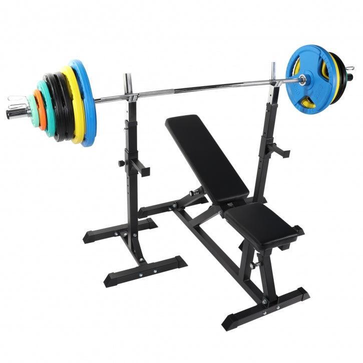 Gorilla Sports - Pack Complet Avec Banc Multipositions Et Set D'Haltère Olympique De 150 Kg - Banc De Musculation - Multicolore|noir - Taille Unique - Decathlon