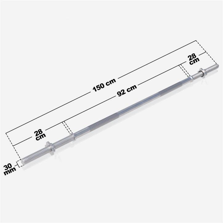 Bară cromată de 150 cm cu blocare stea 30/31 mm