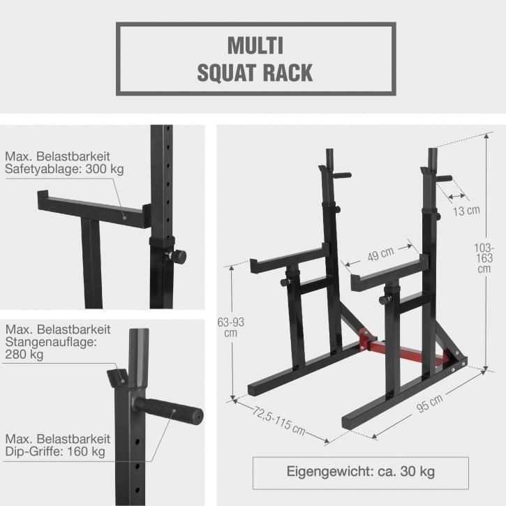 Gorilla Sports - Rack À Squat Avec Barre 30 Mm Et Disques 30 Kg - Cage Cross Training - Gris|noir|rouge - Taille Unique - Decathlon