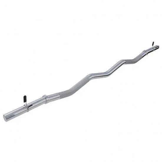 Barre curl Gorilla Sports 120 cm chromée 30 mm, prise moletée