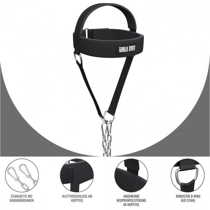 rockible Tête Cou Casquettes Exercice de tête Noir équipement Pratique Harnais pour haltérophilie Boxe entraînement Gymnase Fitness entraînement, Casquette avec Sac de Sable