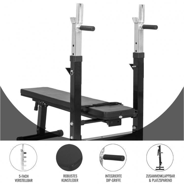 Halterbank Zwart met 100 kg Halterset - Fitnessbank - Halter met gewichten - 3/7