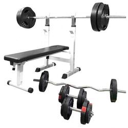 Banc de musculation plat avec set d'haltères 100 KG