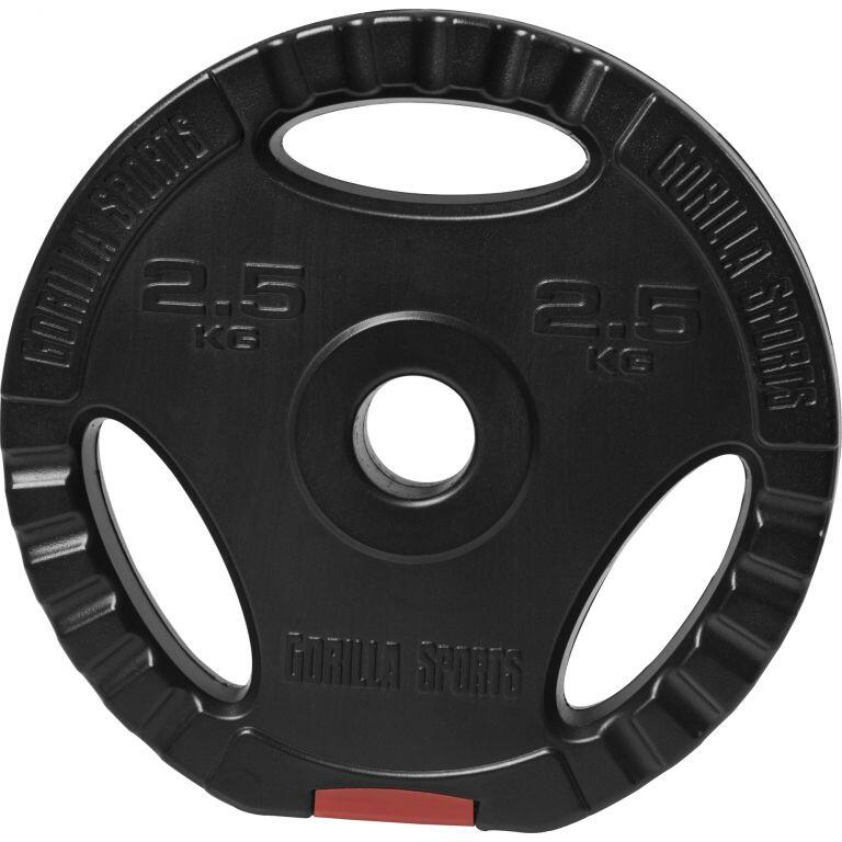 Disco Musculación Gorilla Sports Rojo/Negro Triple Agarre 5/7