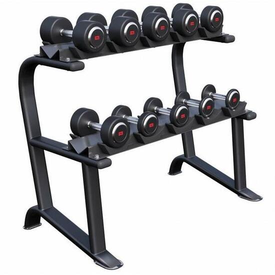 RACK PRO + 5 PAIRES D'HALTÈRES RONDS DE 2,5KG À 15KG