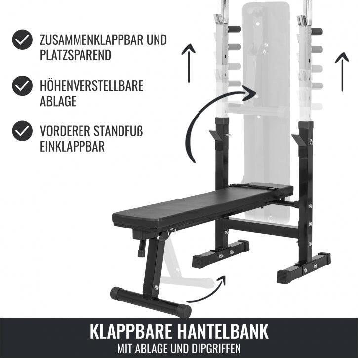 Halterbank zwart met 100 kg halterset - Fitnessbank - Verstelbaar - Halterstang 2/7