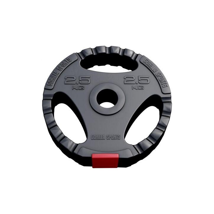 Disco Musculación Gorilla Sports Rojo/Negro Triple Agarre 6/7