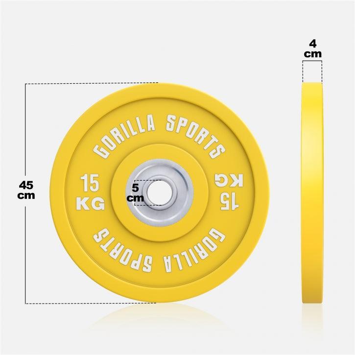 Disco Pesas Bumper Gorilla Sports Amarillo Diámetro 51 mm 5/7