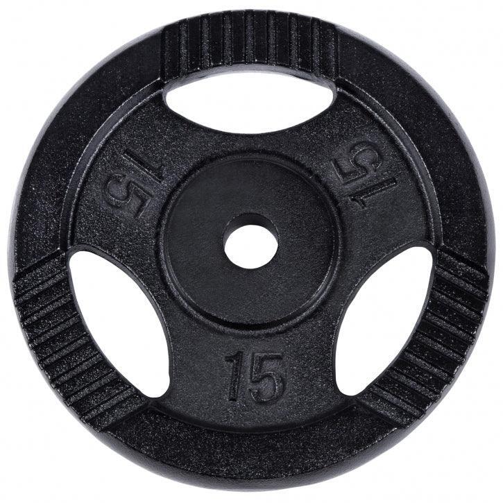 Gorilla Sports Gewichtsschijf - Halterschijf - 15 kg - Gripper Gietijzer - zwart 2/5