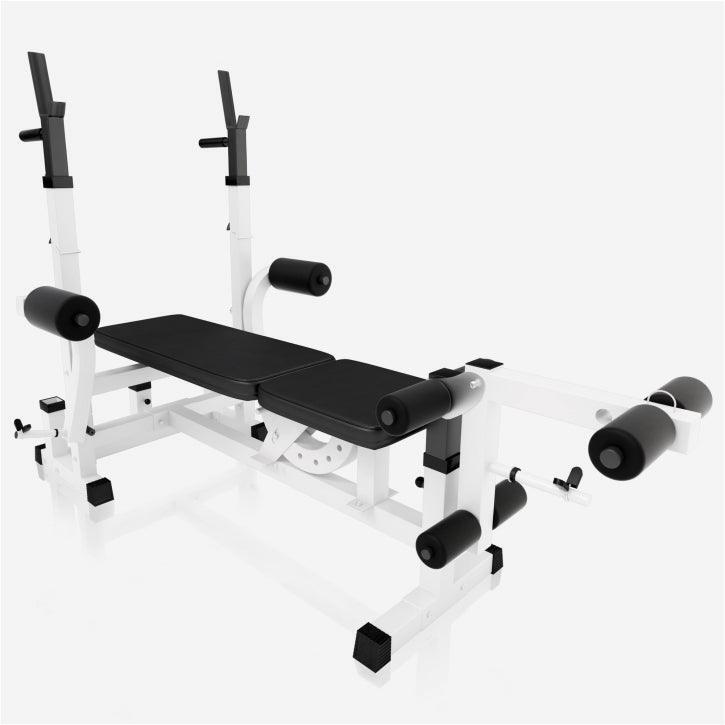 BANC UNIVERSEL AVEC SUPPORTS D'HALTÈRES | MUSCULATION | COLORIS NOIR OU BLANC