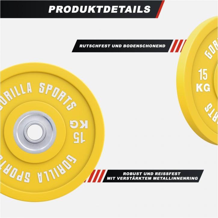 Disco Pesas Bumper Gorilla Sports Amarillo Diámetro 51 mm 6/7