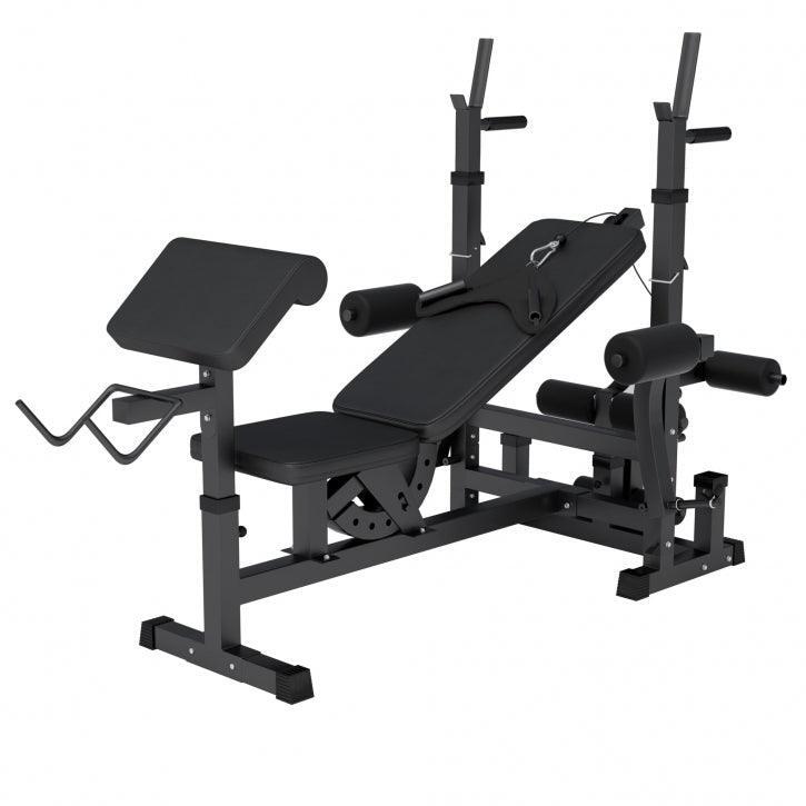 BANCO UNIVERSAL COM SUPORTES PARA HALTERES | MUSCULAÇÃO | CORES PRETO OU BRANCO