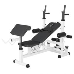 BANC UNIVERSEL AVEC SUPPORTS D'HALTÈRES | MUSCULATION | COLORIS NOIR OU BLANC
