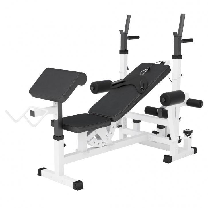 GORILLA SPORTS Universele Halterbank Wit - Verstelbare Fitness Bank - Homegym Bank -