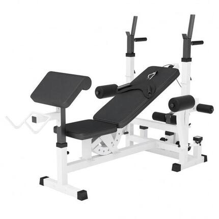 BANC UNIVERSEL AVEC SUPPORTS D'HALTÈRES | MUSCULATION | COLORIS NOIR OU BLANC