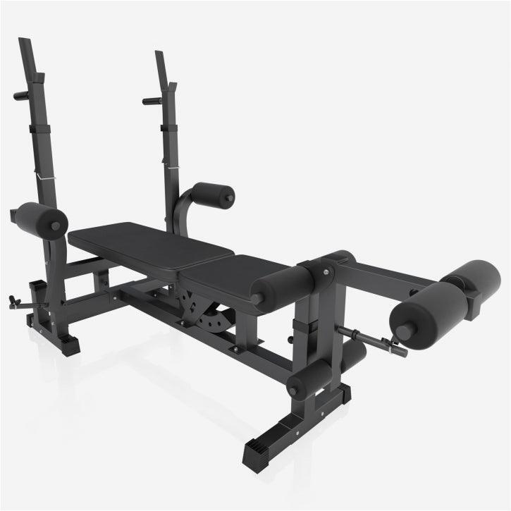 BANC UNIVERSEL AVEC SUPPORTS D'HALTÈRES | MUSCULATION | COLORIS NOIR OU BLANC