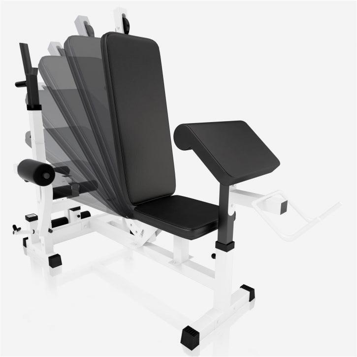 BANC UNIVERSEL AVEC SUPPORTS D'HALTÈRES | MUSCULATION | COLORIS NOIR OU BLANC