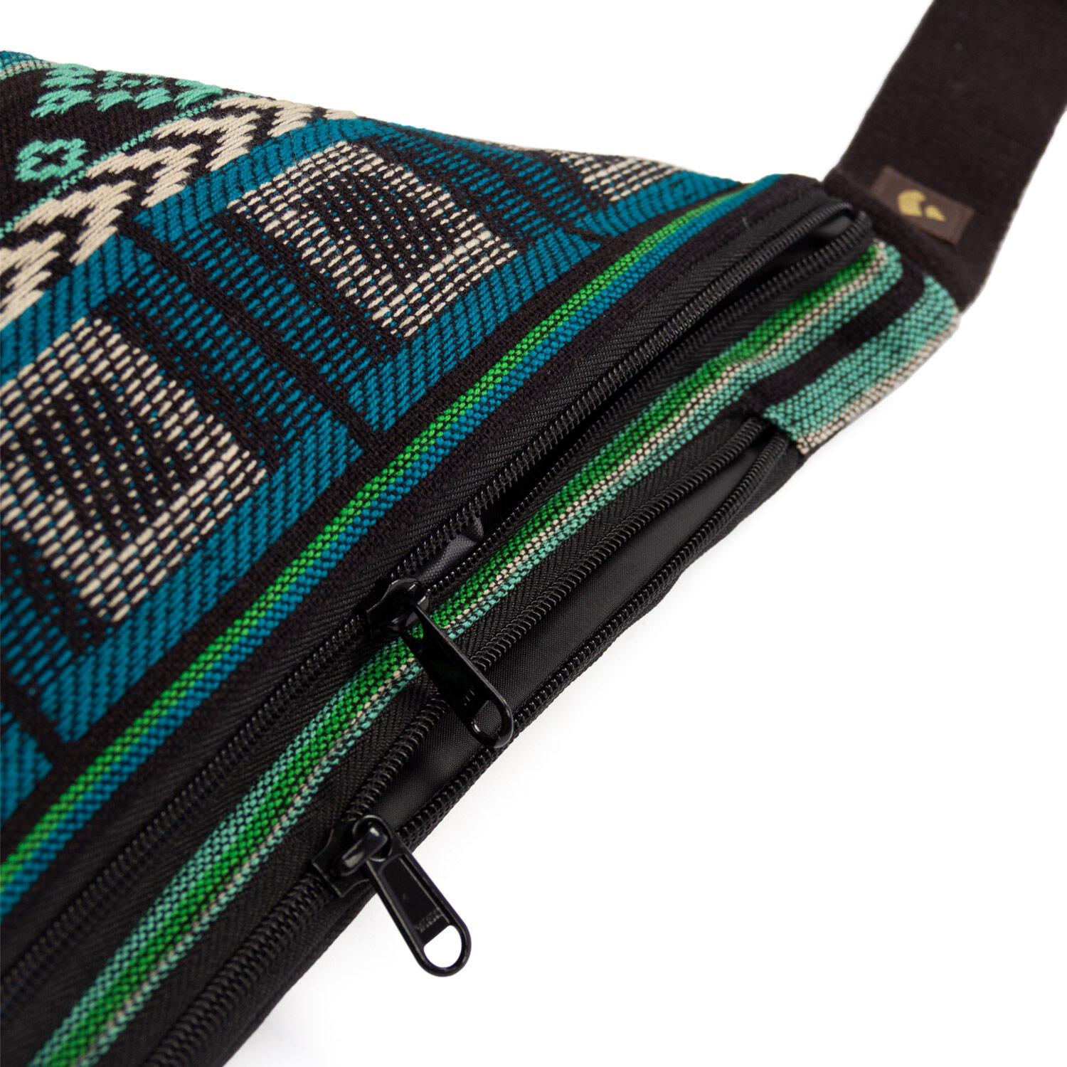 ETHNO Collection: Bauchtasche Jacquard-Webstoff, schwarz-weiß-grün, Hip Bag 3/6