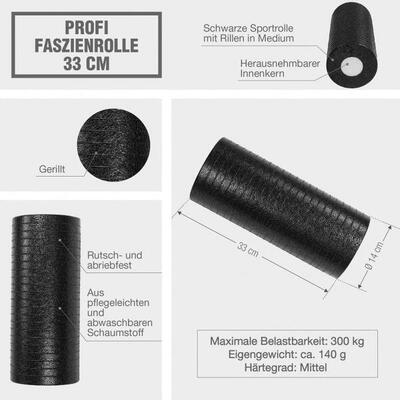 Fascia rol - massage roller - roller - professioneel - zwart