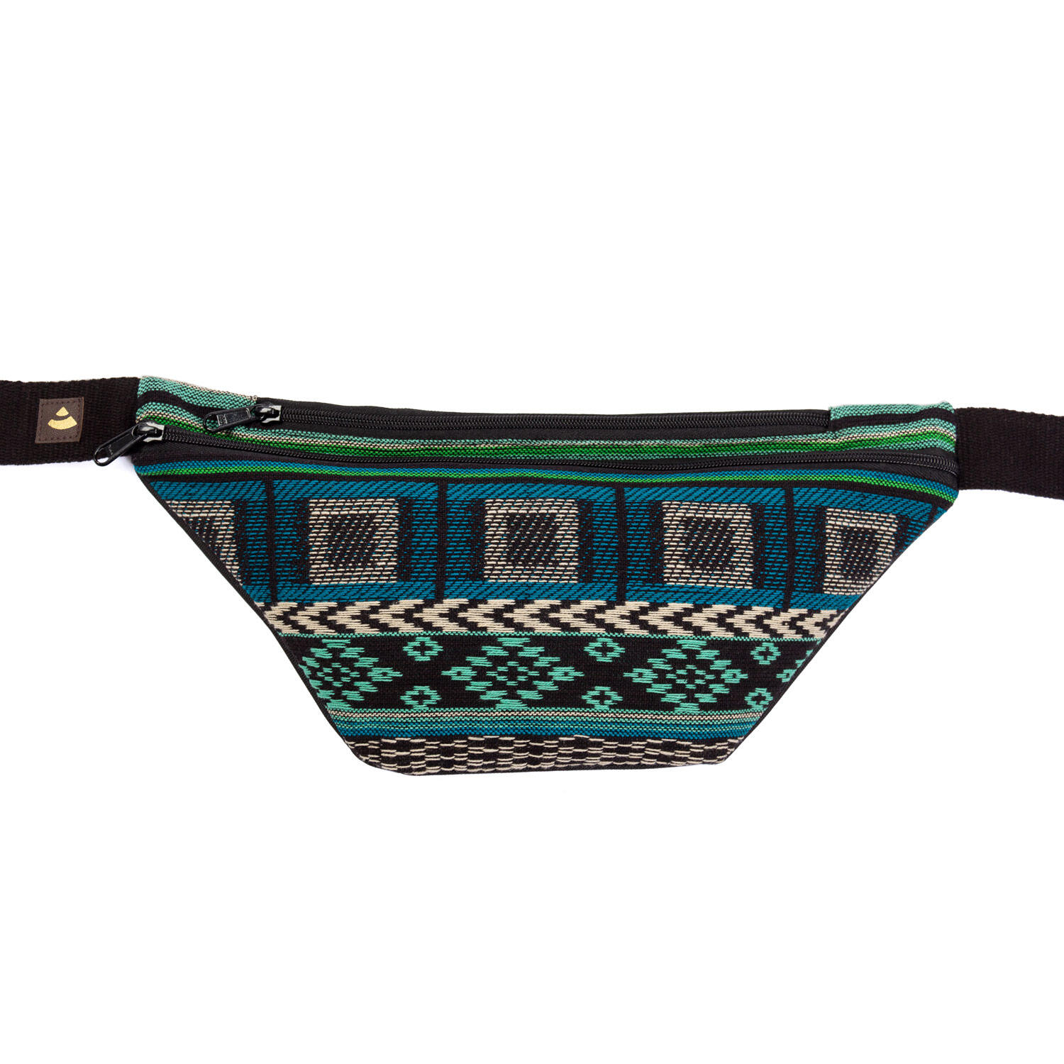 ETHNO Collection: Bauchtasche Jacquard-Webstoff, schwarz-weiß-grün, Hip Bag 2/6