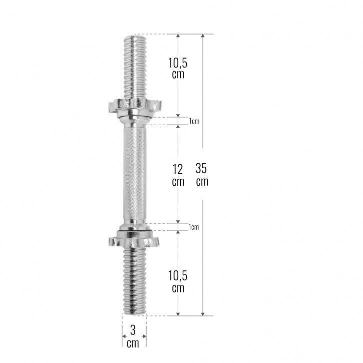 BARRE COURTE 35CM | DIAMETRE 30MM | MUSCULATION | 2 STOP DISQUES A RESSORT 3/7