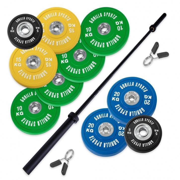 Set d'haltère long premium de 140 KG - Barre longue de 220 cm avec revêtement ce 2/7