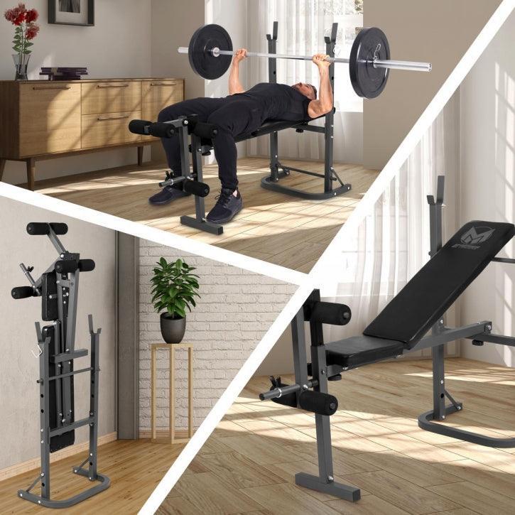 Banco Musculación Gyronetcis Negro Gris con Curl de Piernas 1/7