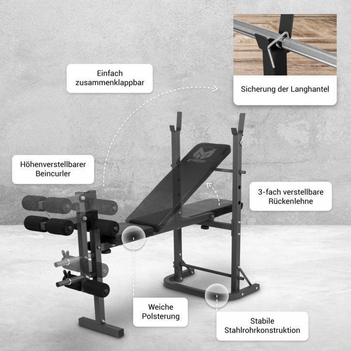 Banco Musculación Gyronetcis Negro Gris con Curl de Piernas 3/7