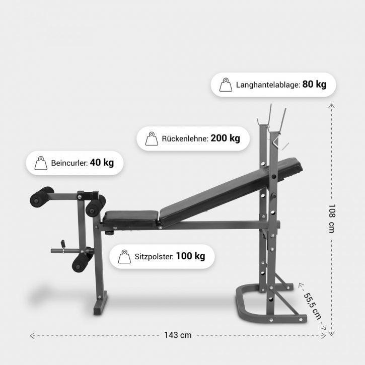 Banco Musculación Gyronetcis Negro Gris con Curl de Piernas 2/7