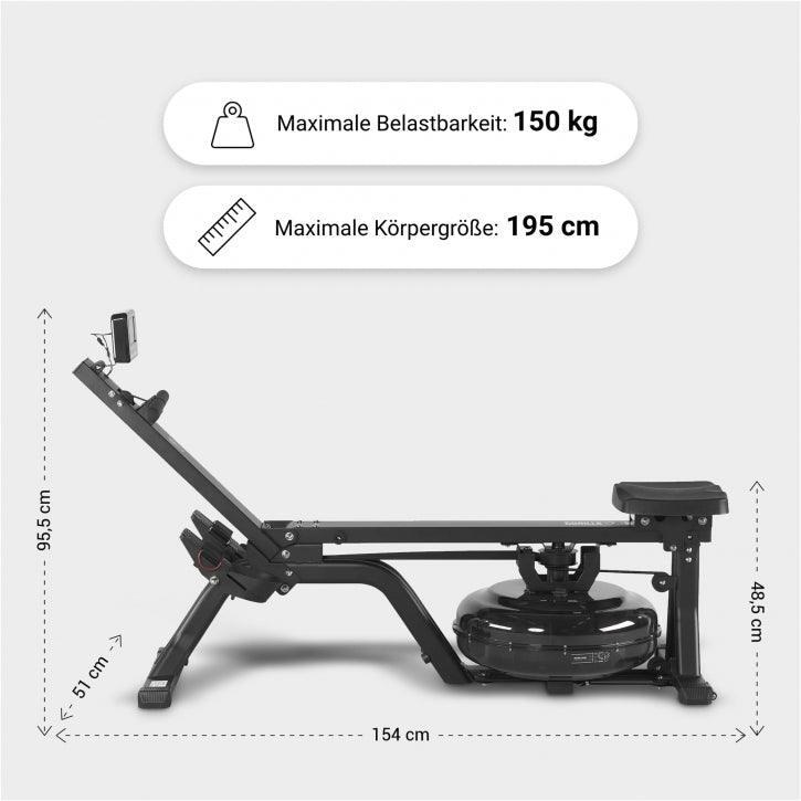 RAMEUR À EAU - SIX RÉSISTANCES RÉGLABLES | MUSCULATION ET CARDIO | NOIR