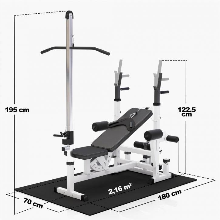 Fitnessbank Wit Met Gewichten 100 kg - Lat Pulley - Puzzelmat - Complete Set 3/7