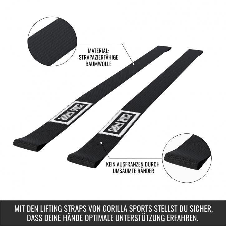 GORILLA SPORTS Lifting Straps - Wrist Wraps - Katoen - Grip en ondersteuning