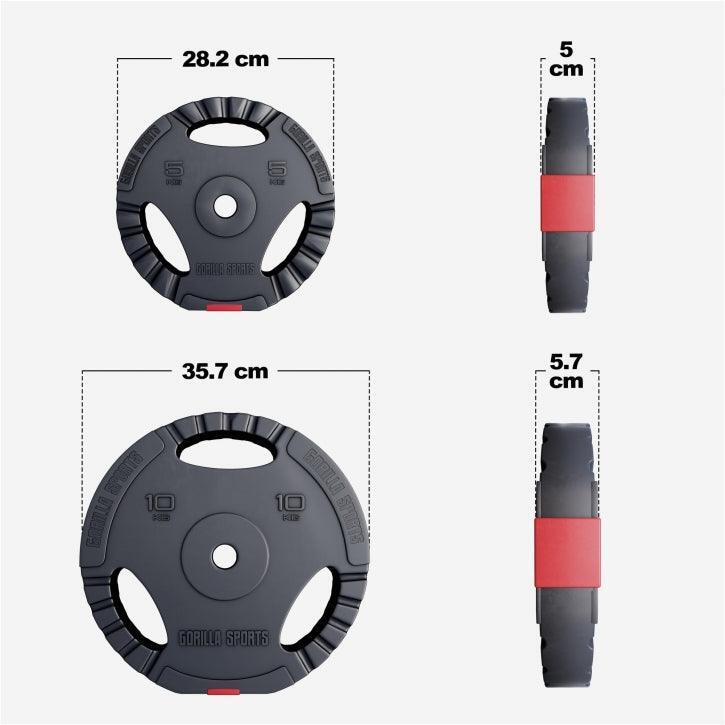 Gorilla Sports Gewichtsschijf - Halterschijf - 10 kg - Gripper Kunststof - 30 mm 5/7