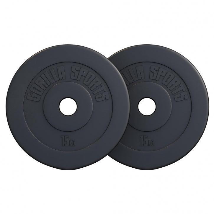 Gorilla Sports - Disque En Plastique De 1,25kg À 15 Kg - 50/51mm - Poids De Musculation - Noir - 10 Kg - Decathlon