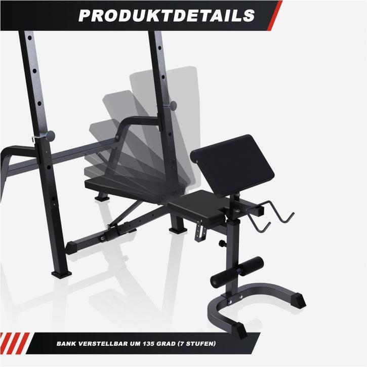 Halterbank met Squat Rack - Haltersteunen met 6 standen - Wit 7/7