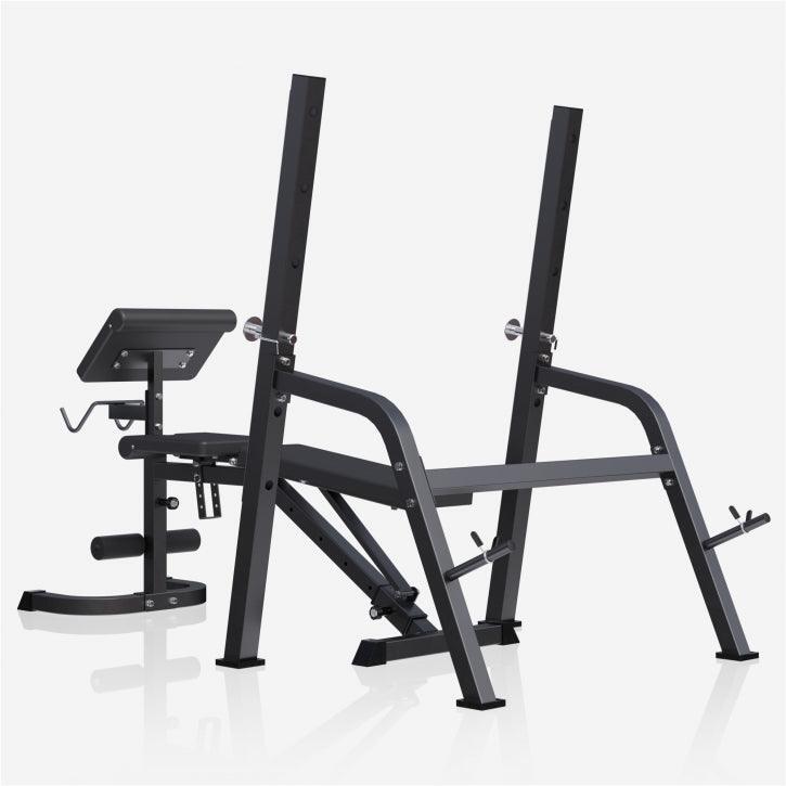 Halterbank met Squat Rack - Haltersteunen met 6 standen - Wit 3/7