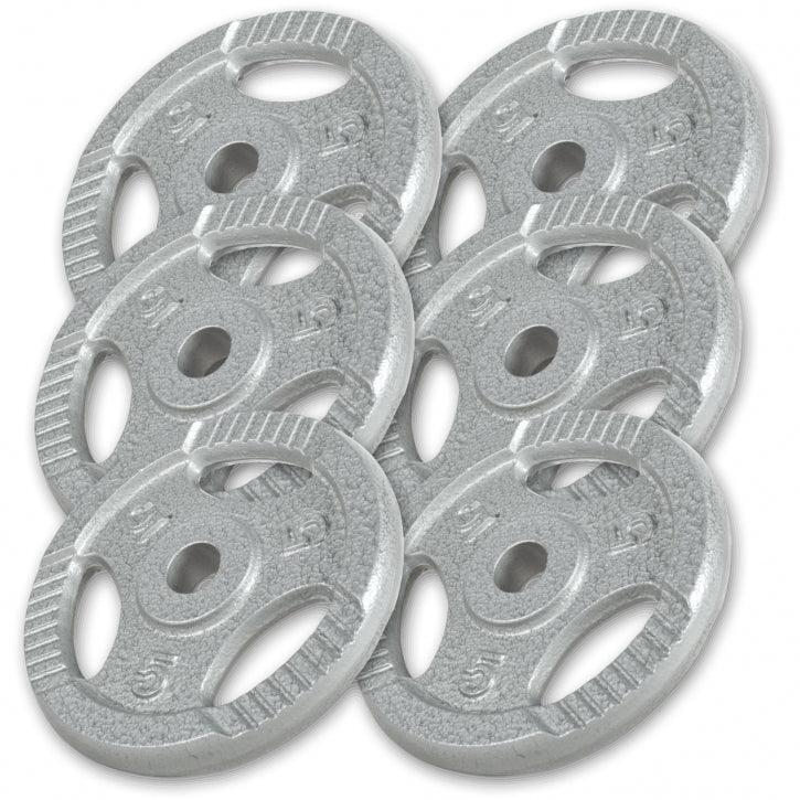 6 POIDS EN FONTE GRIP | DIAMETRE 31 MM | MUSCULATION | LOT DE 6x5 KG 2/6